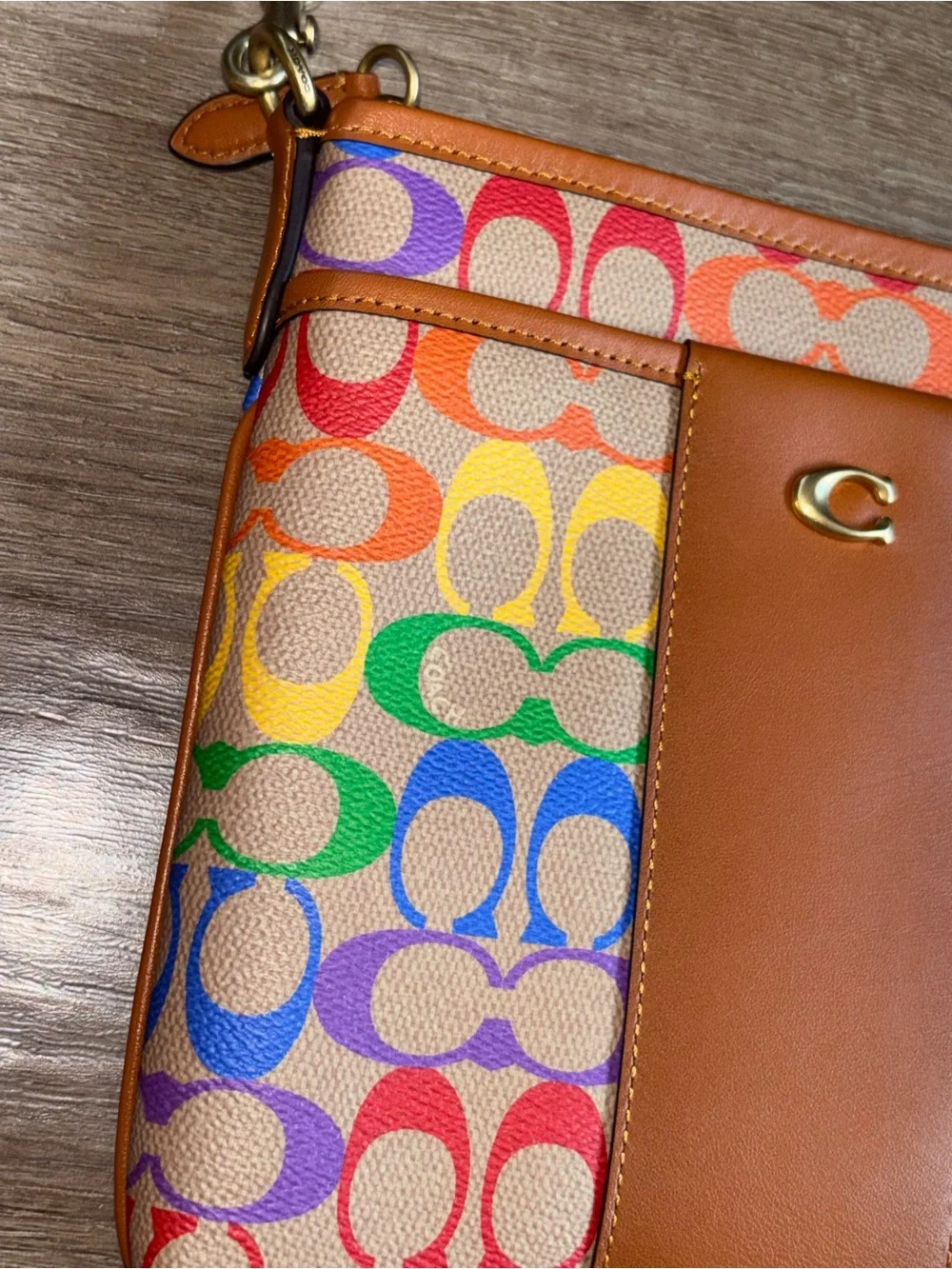 Coach Rainbow Signature Crossbody with Maroon Adjustable Strap